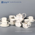 Plain Design Silvery High Quality Pretty Tea Set en boîte cadeau, Fine Bone China Exotic Tea Sets